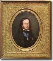 Niccol&ograve; Paganini
portrait by De Pommayrac (1838)
